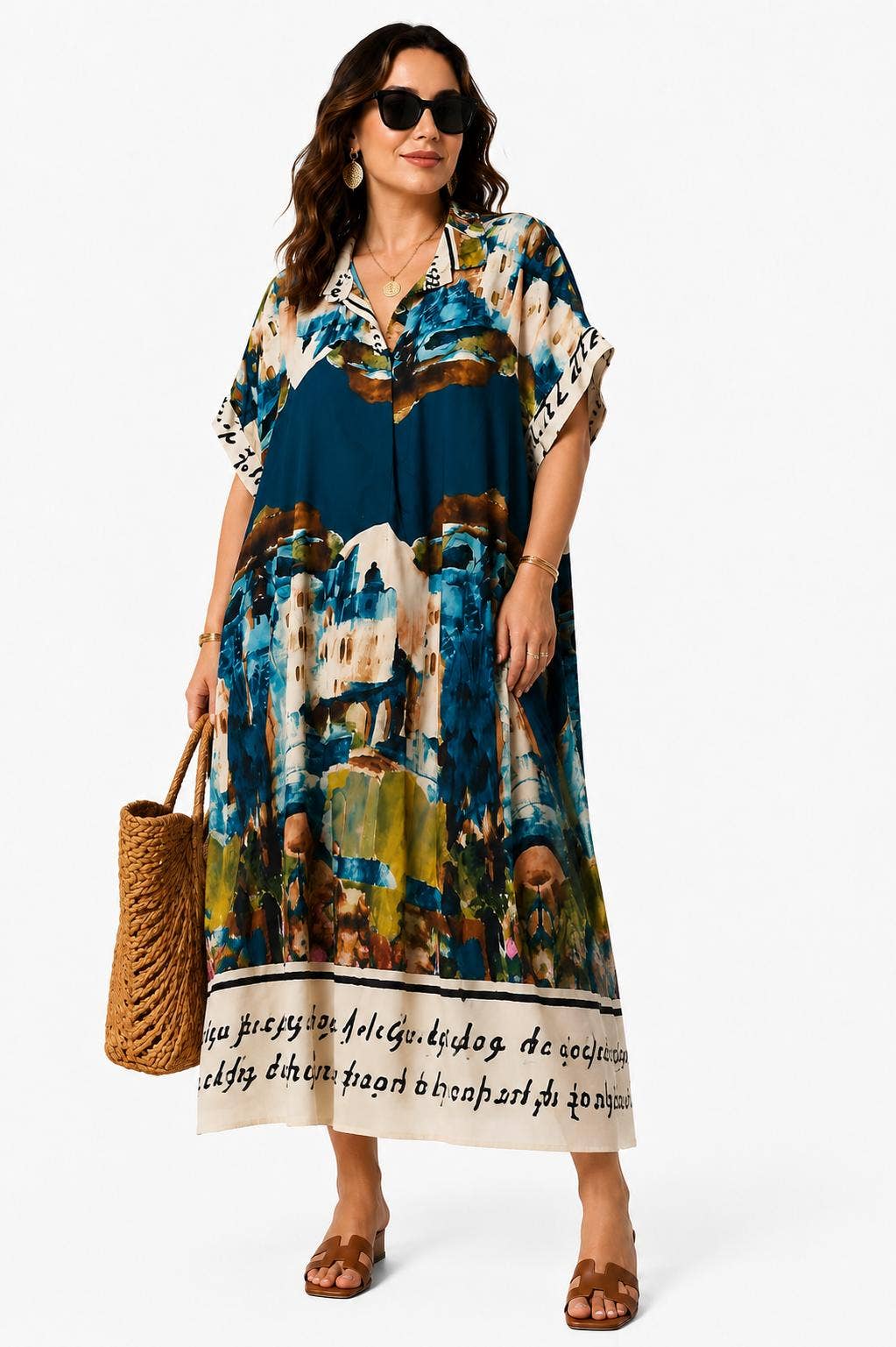 Artique Watercolor Print Shirt Dress