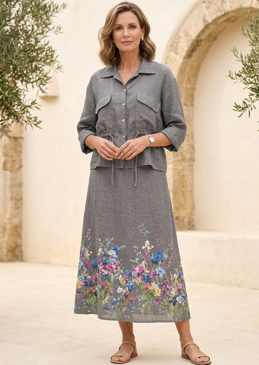 Italian Fleur 100% Linen Shirt & Dress Set