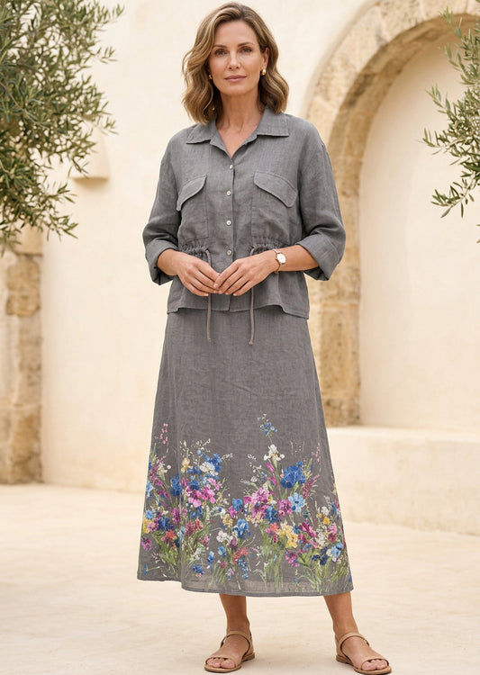 Italian Fleur 100% Linen Shirt & Dress Set