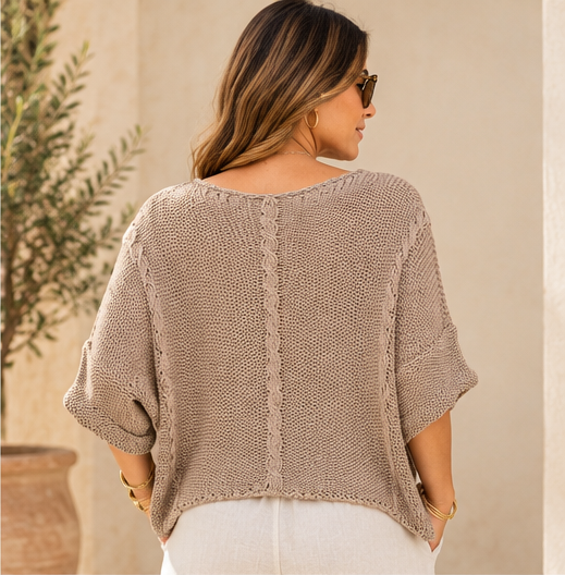 Relaxed Cotton Knit Sweater