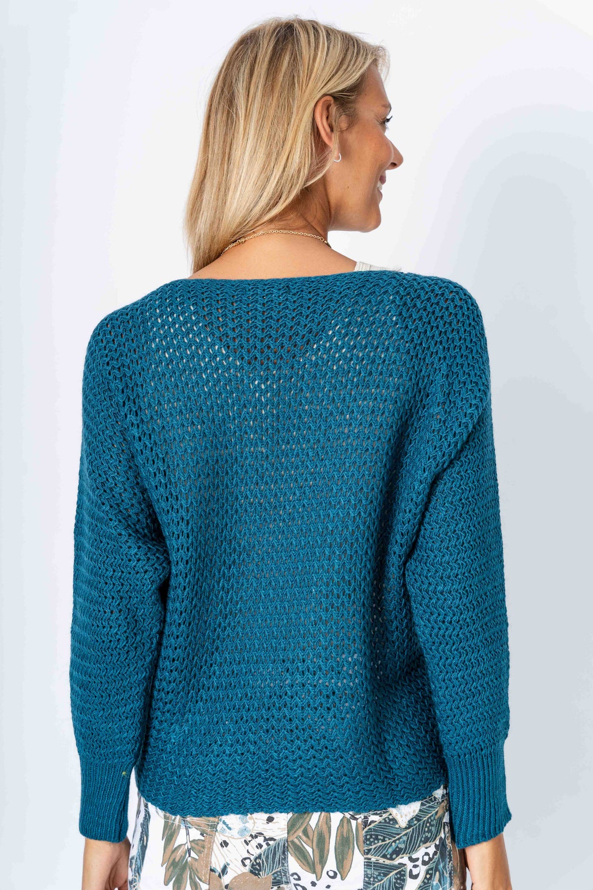 Italian Silver Foil Open-Knit Sweater