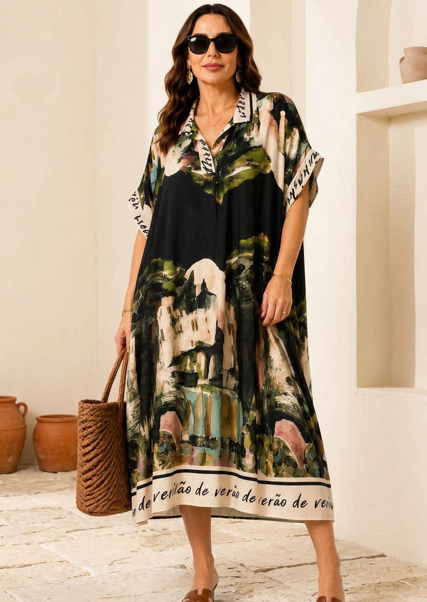 Artique Watercolor Print Shirt Dress