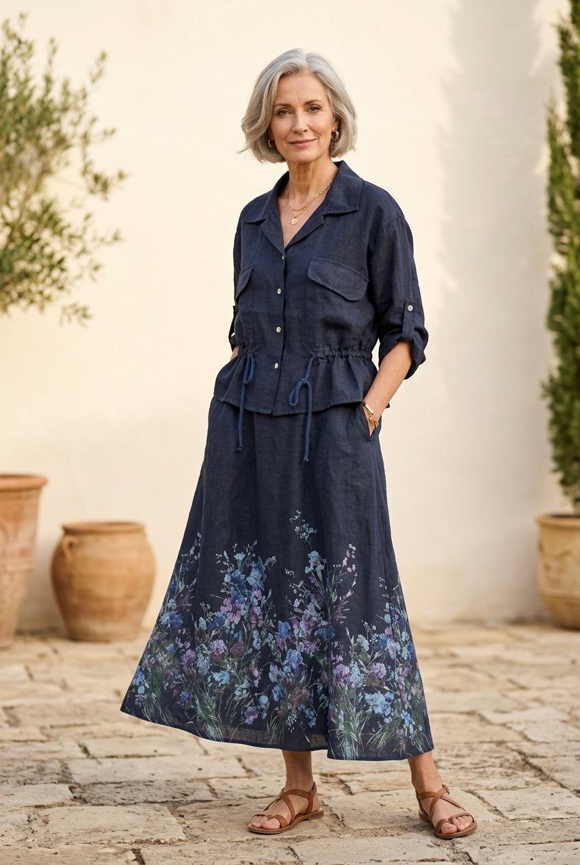 Italian Fleur 100% Linen Shirt & Dress Set