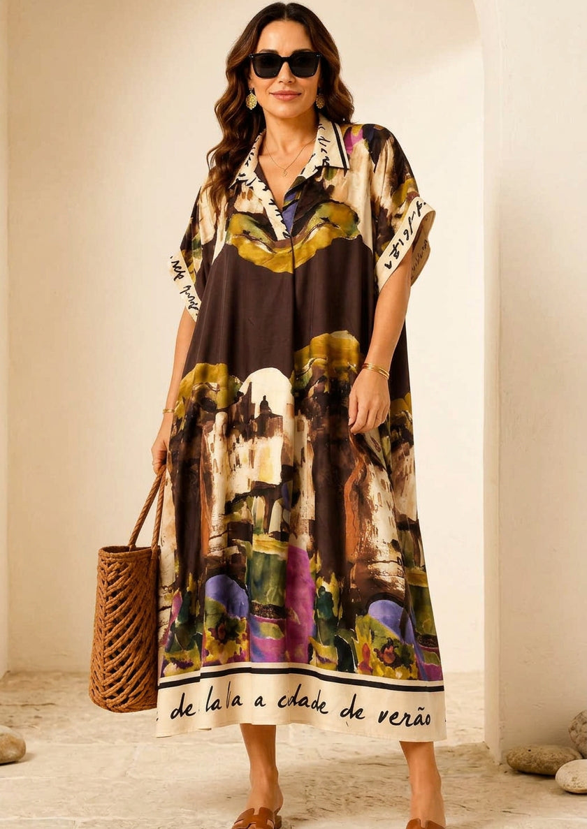 Artique Watercolor Print Shirt Dress