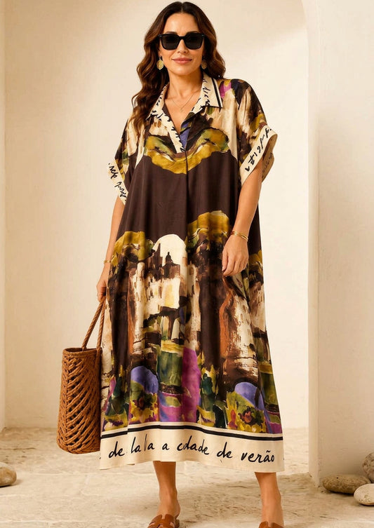 Artique Watercolor Print Shirt Dress