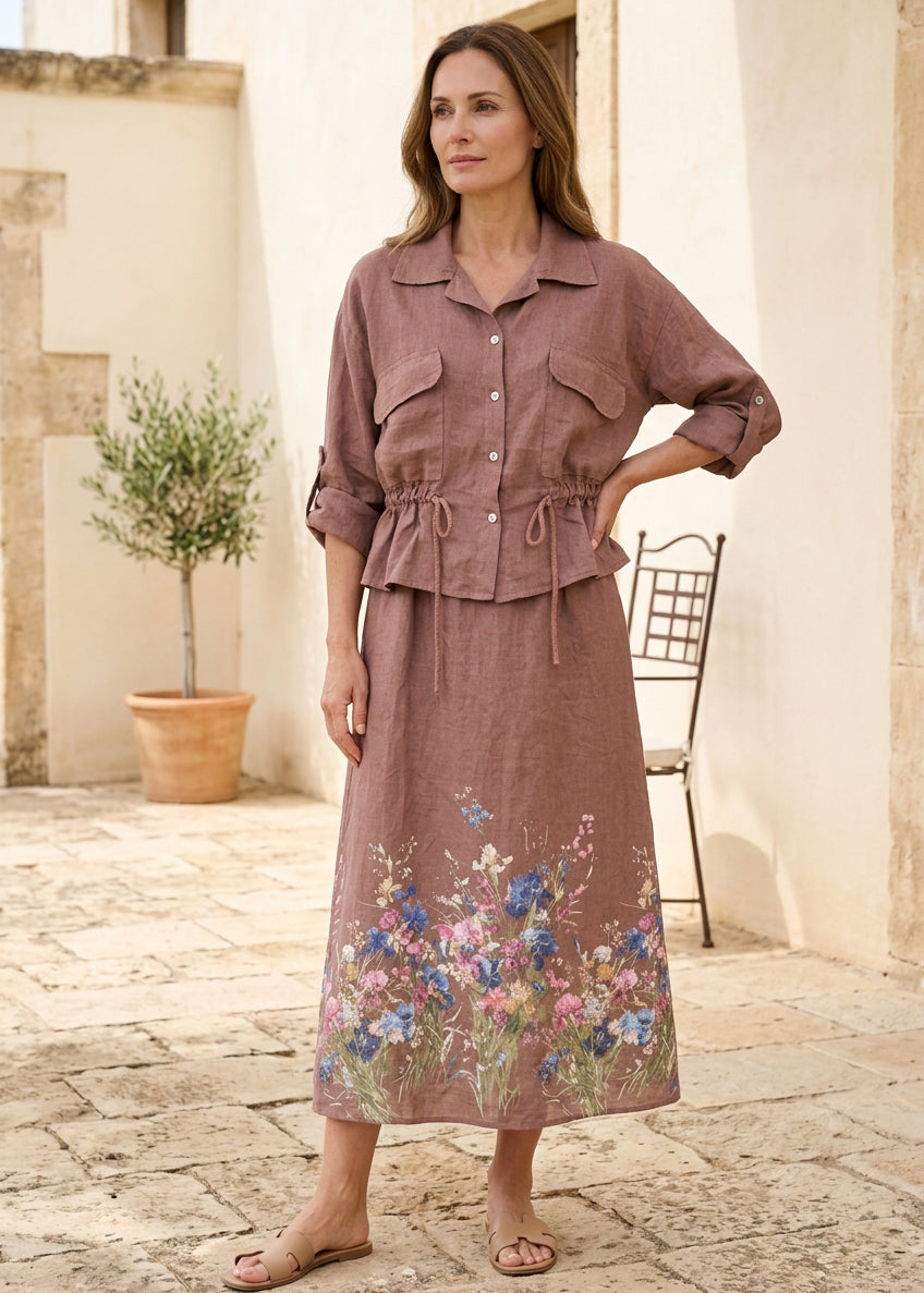 Italian Fleur 100% Linen Shirt & Dress Set