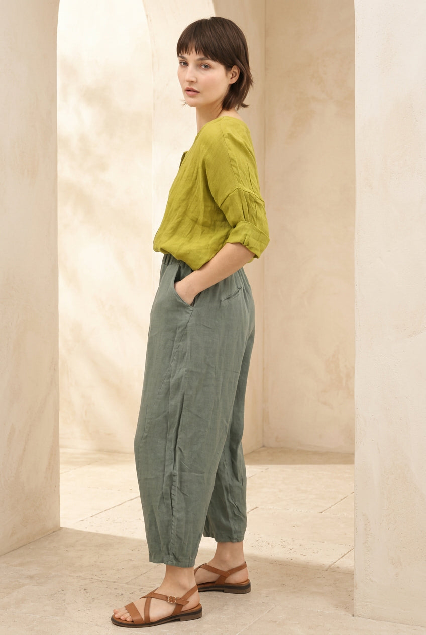 Italian 100% Linen Barrel Pants