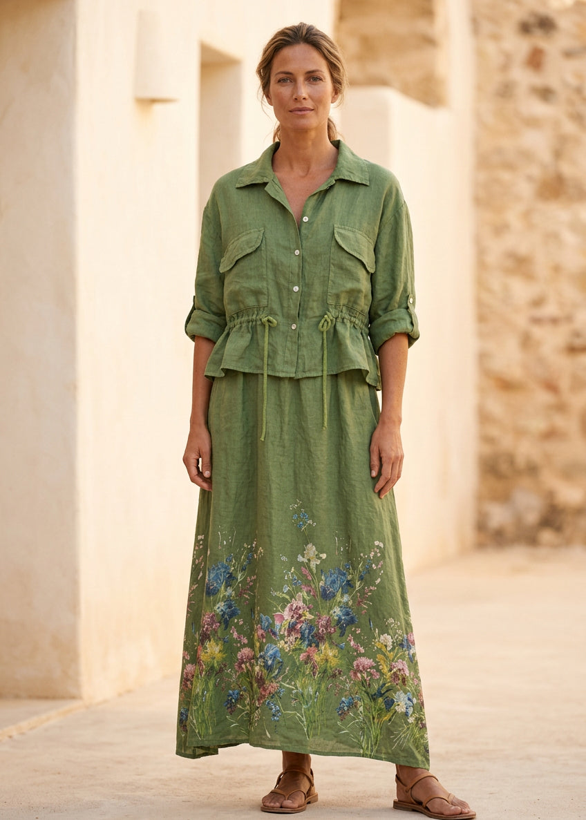 Italian Fleur 100% Linen Shirt & Dress Set