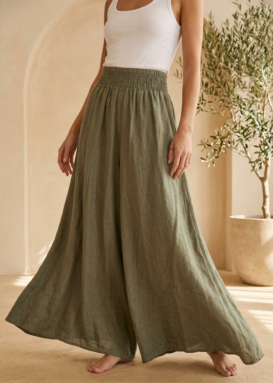 Italian 100% Linen Flared Pants