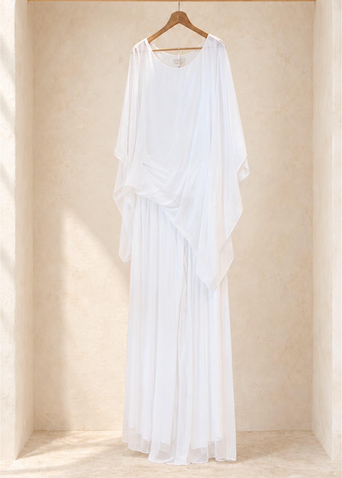 Bellagio Italian Silk Palazzo Set in white, draped top and matching wide-leg pants