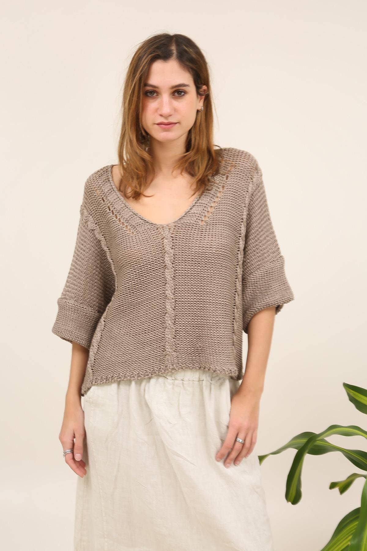 Relaxed Cotton Knit Sweater