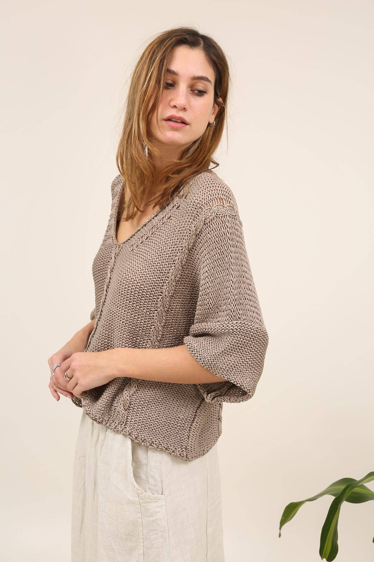 Relaxed Cotton Knit Sweater