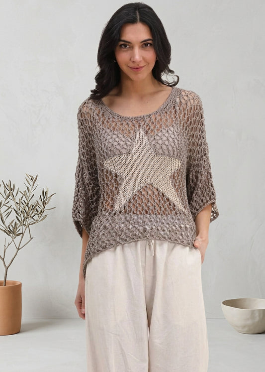 Italian Cotton Star Crochet Sweater