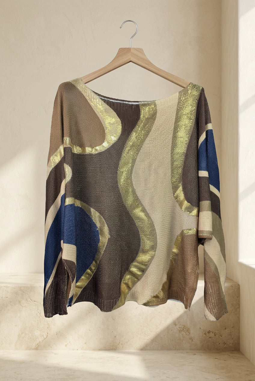 Abstract Gold Foil Fine Mesh Top