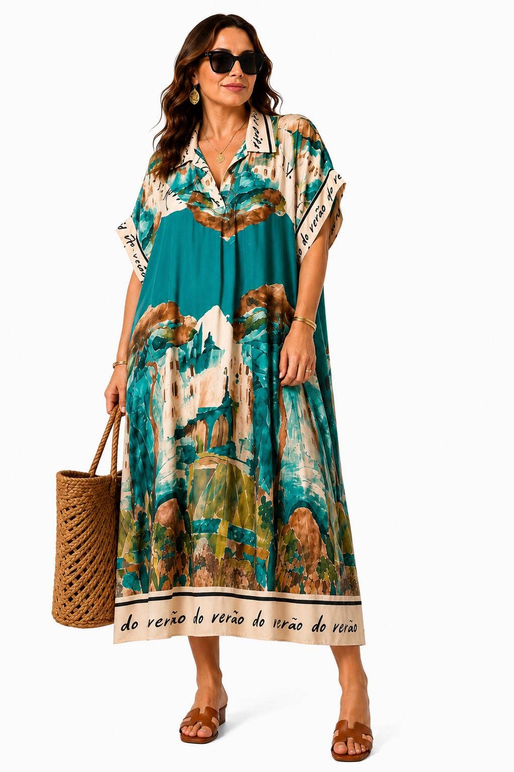 Artique Watercolor Print Shirt Dress