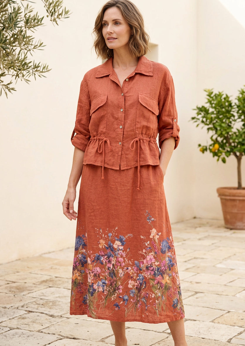 Italian Fleur 100% Linen Shirt & Dress Set