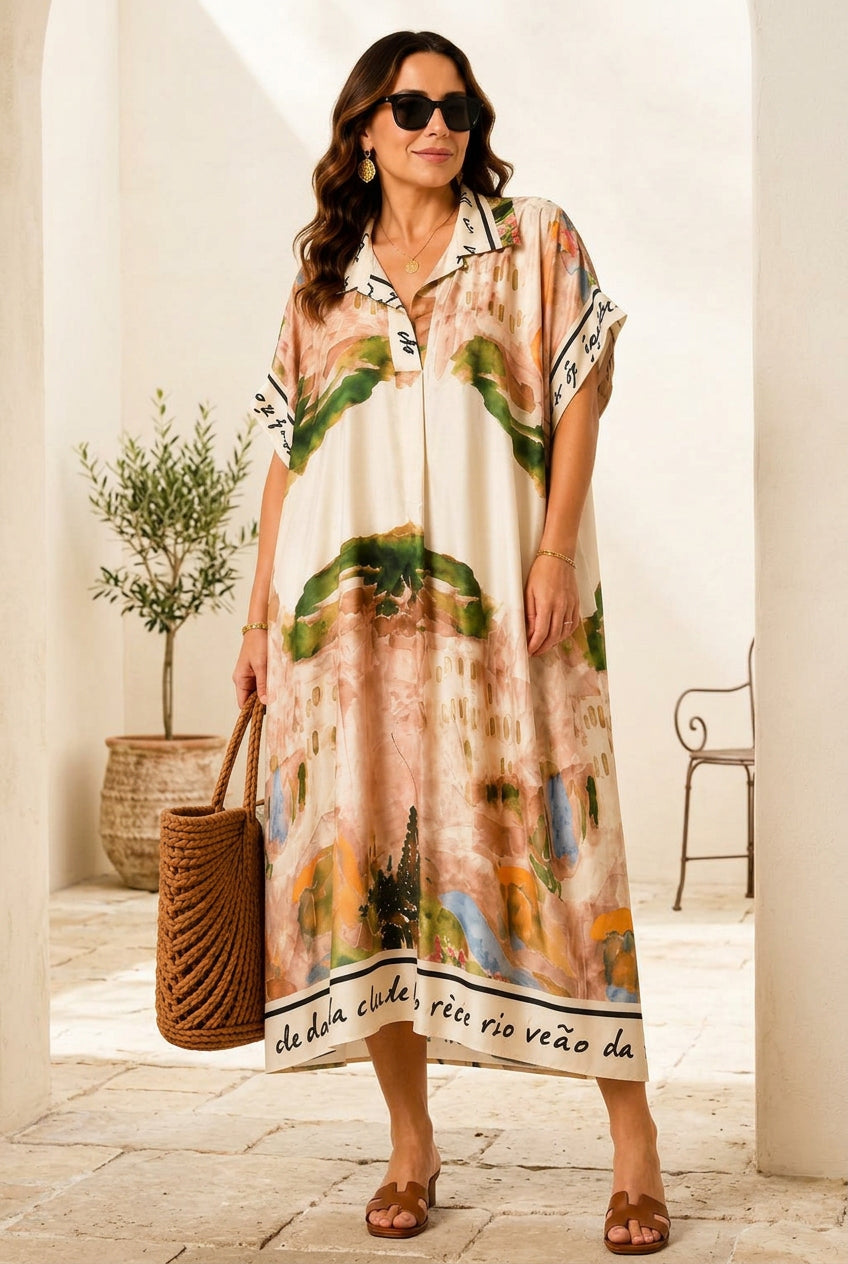 Artique Watercolor Print Shirt Dress