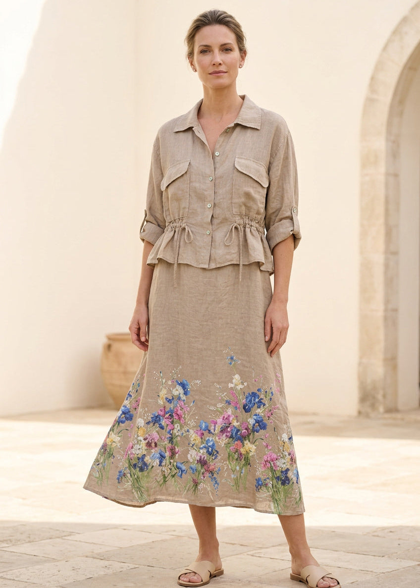 Italian Fleur 100% Linen Shirt & Dress Set
