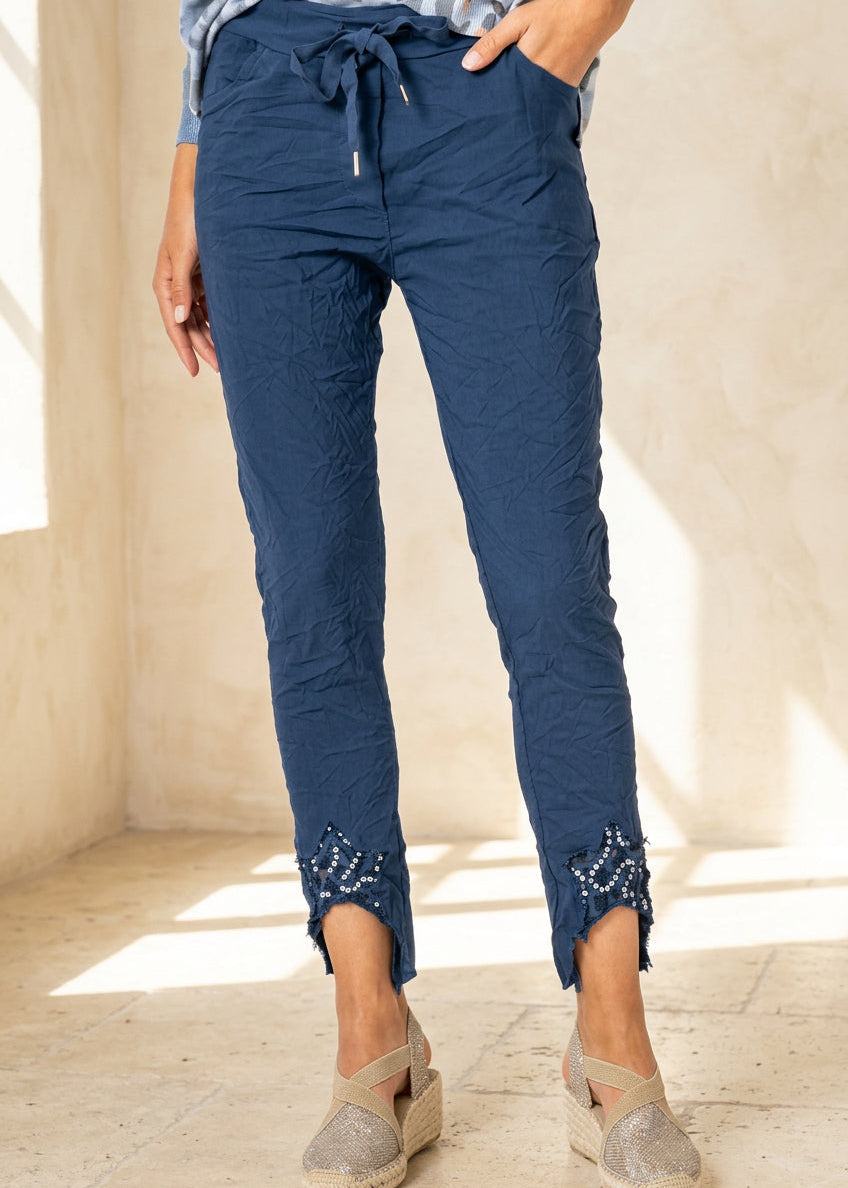 Italian Sequin Star Raw-Hem Jeggings – Casa Solé Boutique